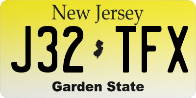 NJ license plate J32TFX