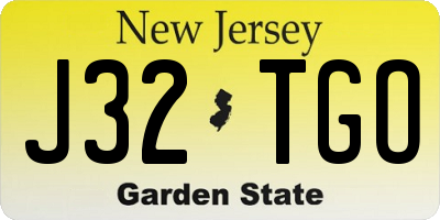 NJ license plate J32TGO
