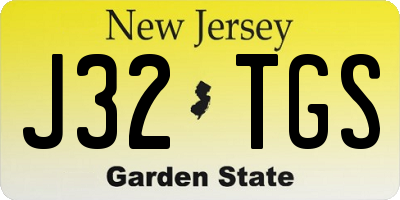 NJ license plate J32TGS