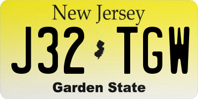 NJ license plate J32TGW