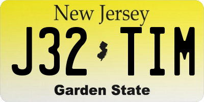 NJ license plate J32TIM