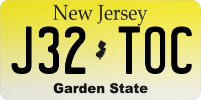 NJ license plate J32TOC