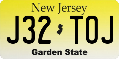 NJ license plate J32TOJ