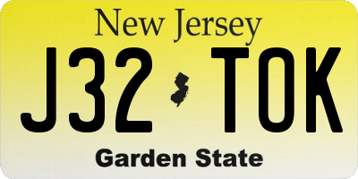 NJ license plate J32TOK