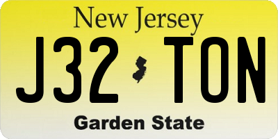 NJ license plate J32TON