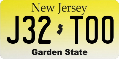 NJ license plate J32TOO