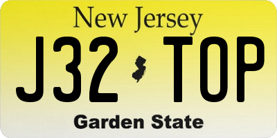 NJ license plate J32TOP