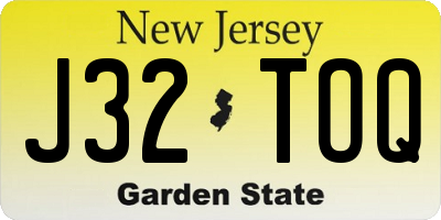 NJ license plate J32TOQ