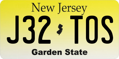 NJ license plate J32TOS