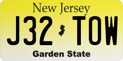 NJ license plate J32TOW