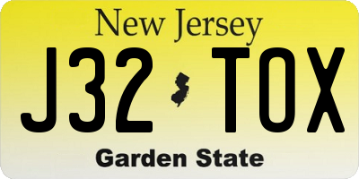 NJ license plate J32TOX