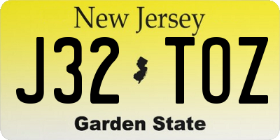 NJ license plate J32TOZ