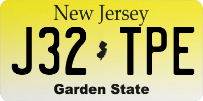 NJ license plate J32TPE