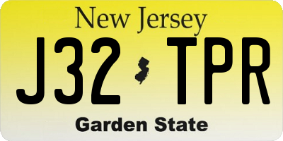NJ license plate J32TPR