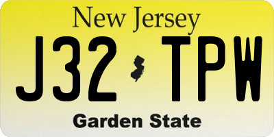 NJ license plate J32TPW
