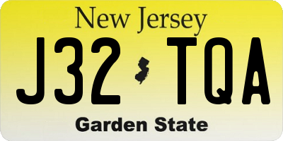 NJ license plate J32TQA