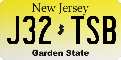 NJ license plate J32TSB
