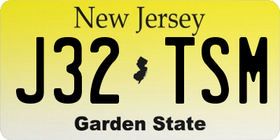 NJ license plate J32TSM