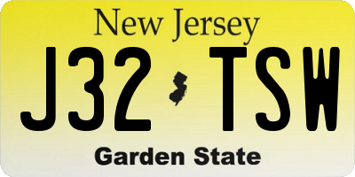 NJ license plate J32TSW