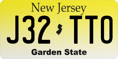 NJ license plate J32TTO
