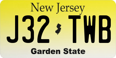 NJ license plate J32TWB