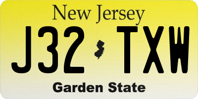 NJ license plate J32TXW
