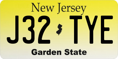 NJ license plate J32TYE