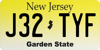 NJ license plate J32TYF