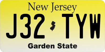 NJ license plate J32TYW