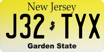 NJ license plate J32TYX