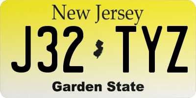 NJ license plate J32TYZ