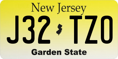 NJ license plate J32TZO