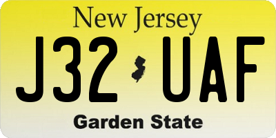 NJ license plate J32UAF