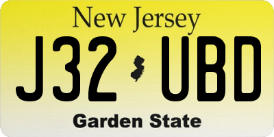 NJ license plate J32UBD