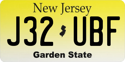 NJ license plate J32UBF