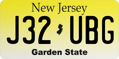 NJ license plate J32UBG
