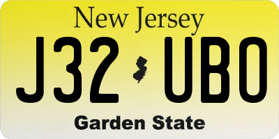 NJ license plate J32UBO