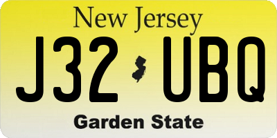 NJ license plate J32UBQ