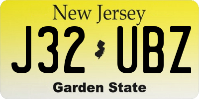 NJ license plate J32UBZ