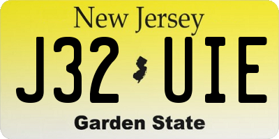 NJ license plate J32UIE