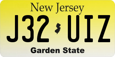 NJ license plate J32UIZ