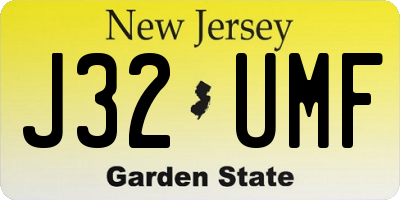 NJ license plate J32UMF