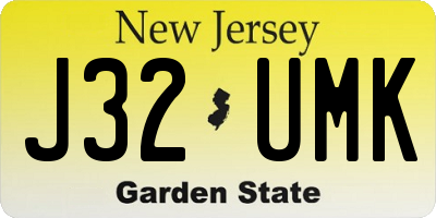 NJ license plate J32UMK