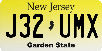 NJ license plate J32UMX