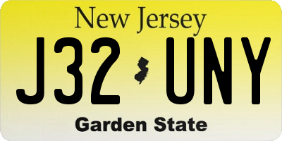 NJ license plate J32UNY