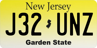 NJ license plate J32UNZ