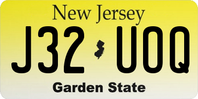 NJ license plate J32UOQ