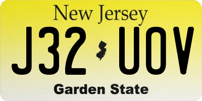 NJ license plate J32UOV