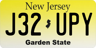 NJ license plate J32UPY
