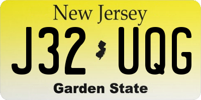 NJ license plate J32UQG